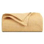 BSB HOME 100% Pure Cotton Thermal Blanket Breathable, Soft Waffle, Cozy & Skin Friendly All Season Double BedBlanket-(Yellow,230x250Cm)