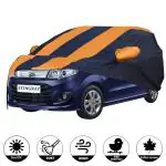 Allextreme MU5003 Car Body Cover Compatible with Maruti Suzuki Stingray Custom Fit Dustproof UV Heat Resistant Indoor Outdoor Body Protection (Navy Blue and Orange with Mirror)