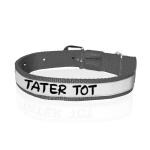 Ruse Puppy, Small, Big Dogs Tater Tot Printed Reflective Nylon Neck Belt Adjustable Collar (Large) Black