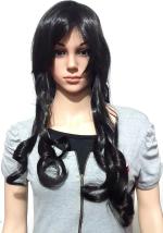 Air Flow Long Hair Wig Black Polyester Women