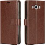 Slugabed Flip Cover Back Case for Samsung Galaxy J7 2016 | Leather Finish | Inbuilt Stand & Pockets | Wallet Style Flip Back Case Cover for Samsung Galaxy J7 2016 (Brown)