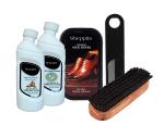 Sheppits Premium Shoe Shiner (Neutral), Shoe Cleaner (Natural), Suede or Nubuck Shoe Cleaner (Natural), Shoe Brush, & Shoe Horn (Black) Combo | Shoe Care Kit