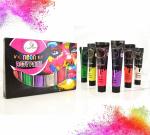 CraftVatika Neon Body Paint for Holi Festival, Skin Friendly Neon UV Glow Color Paint (6 Tubes)