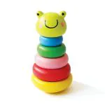 Shumee Multicolor Wooden Wobbly Frog Stacker Toy Set For Babies (1 Yrs Plus)