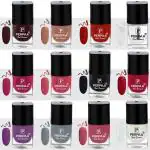 Perpaa Maroon, Nude, Red, Deep Red, Pink, Pink, Black, Transparent, White, Pink, Purple, Grey Nail Polish (Pack Of 12)