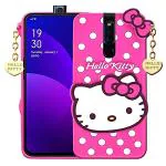 Clickaway Hello Kitty Case for Oppo F11 Pro 3D Soft Cute Cover for Girls/Women Silicone Rubber Back Cover With Pendant-Baby Pink/Pink