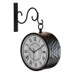 RANDOM Metal Analog Station Wall Clock Double Sided Vintage Wall Clock for Living Room Home and Office - 8 Inch (Black & White) (Multi 7) (RSC-014)