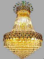 SHRI MAHAL ANTIQUES Original Crystal Pyramid LED Gold Plated Stainless Steel Body Rosh Calisto Chandelier Light