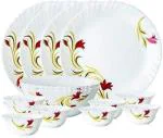 Borosil Glass White Glass Bone Ash Free Dinner Set (Pack Of 33)