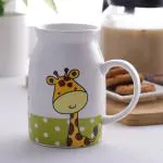 Clay Craft Fine Ceramic Animal Printed Kids Milk Mugs - 1 Pc - 350 ml