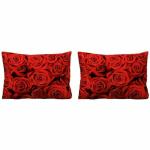 Divvay Homes Floral Pillows Cover (Pack of 2, 67 cm*42 cm, Red)