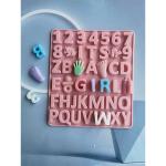 MOLDBERRY 42 Cavity Alphabet, Number and Sign Mould/Mold Cake Decoration, Chocolate Soap Baking Candle Making Craft Pack of 1 (Random Color, Silicone)