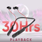 MEGABAR 30 Hrs Play Time Fast Charging Saint 666 IPX4 Water Resistant Neckband Earphone Bluetooth Headset in The Ear Red