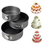 TPV TRENDING PRODUCTS VILLA Black Aluminium Round Shape Cake Mould For Microwave Oven Bakeware 3 Pc