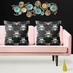 ArtzFolio Crown Skull | Cushion Cover Throw Pillow Cover Case for Sofa & Living Room | Velvet Fabric | 20 x 20 inch (51 x 51 cms); Set of 2 pcs