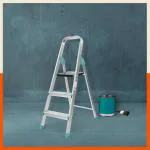 Bathla 3 Step Foldable Aluminium Ladder for Home | 5 Year Warranty and Slip Prevention Steps (Advance Carbon - Teal)