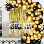 FANEX Solid Curtain Fringe and Balloon Decoration Combo (Pack of 102)