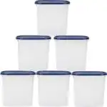 Mybento Modular Container Oval - 2.3 L Plastic Grocery Container (Pack of 6, White, Blue)