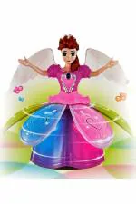 EDPLAY Electric Light & Music Dancing Doll Toy for Girls and Babies, 360 Rotation, Bump 'n' Go, Big Size Dancing Angel Doll for Kids, for ages 2-9, Pink & Purple