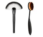 Doucce Slim Makeup Blush Face Contour Foundation Soft Nylon Hair Fan Brushes (Black)