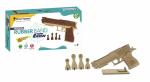 Braintastic Wooden Semi-Automatic Rubber Band Shooting Gun Toys with 5 Rapid Fire Shots for Kids (Beige)