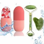 SINEWY Face Stone Roller Massager With Gua Sha Jade Stone,Ice Roller And 3D Massager Roller Set Facial Combo Natural Stone For Skin Eye Body For Women Men Reusable