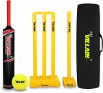 THE VILLAIN Plastic Cricket Bat (Full Size-Black) | Bat-Ball-Wicket & Cover | Pack of 4 Cricket Kit