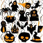 Festiko Hanging Halloween Decorations Indoor 30 Pieces, Black And Orange Halloween Ceiling Decorations