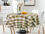 Lushomes Table Cloth, Cotton table cloth, round table cover, Beige Checks sheet, used for Study, Dastarkhan,Tea, Cyclinder Cover, teapoy (Size 40 Inch Round, 2 Seater Round/Oval Dining Table Cloth)