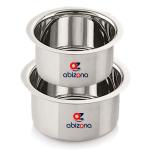 Abizona Stainless Steel Flat Bottom Tope Set 2.5 L and 5 L (Pack of 2)