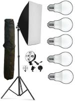 HIFFIN PRO HD 5 Soft Led Video Light Softbox Kit | 1 Point Lighting | Stand | for YouTube Shooting,Videography, Product Photography, Continuous Studio Lights, Key Fill and Back Light