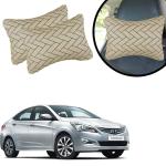 AutokraftZ Beige Leathertte Material Neck Rest Cushion in Zig-Zag Design for Car _547