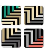 Whats Your Kick Pattern Design Unique Design Printed Set of 4 Coaster With Metal Stand