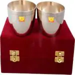 Shivshakti Arts Pure (Bronze) Kansa Bowl | Katori - with Valvet Box - Dry Fruits & Gifting Set - (Heavy Gauge - 200 ml) - 2 Bowl Set Bronze Decorative Bowl (Silver, Pack of 2)