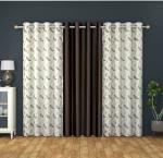 EISMOURAH 182 cm (6 ft) Satin Room Darkening Shower Curtain (Pack Of 3) (Self Design, Coffee)