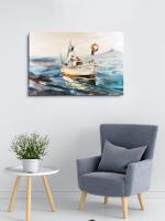 999Store Multicolor Cotton Canvas Boat Abstract Wall Painting 24 Inch X 36 Inch (FLP24360617)