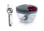 URBAN BUY Stainless Steel Lemon Squeezers With Plastic Handy Chopper and Slicer for Fruits,Vegetables, Nuts, Herbs,Onions and Salad - Dori Chopper and Multicolour, (Pack of 2)