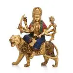 CraftVatika Gold Brass Durga Statue 20.32 x 16.51 cm