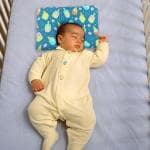 Kradyl Kroft Baby Head Shaping Pillow with 100% Cotton Removable Cover | Applr Biogen Foam Construct | New Born Pillow for Flat Head Prevention - Icecream Cool