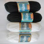 vardhman knitting yarn magnus yarn (Pack of 4 balls - each ball -100 gm, total 400 gm) 2 BLACK & 2 WHITE colour