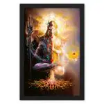 RITWIKA ART AND CRAFT Abstract Wall Art Of Shiva As Ardha-Narishwara With Frame for Home and Office Decor | 9.5 inch x 13.5 inch | Multi Colored | Digital Painting