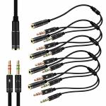 CABLES MASTER Gold Plated 3.5mm Stereo 2 Male to 1 Female 3.5mm Y-Splitter AUX Cable (PACK OF 5 )