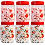PEARLPET Printed Kitchen Container Storage Set , Plastic , Red , 2400 ML Set of 6 Pieces