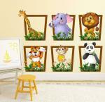 Lanstick Vinyl Multicolor Animals In Frames Happy Self Adhesive Wall Sticker 60 cm