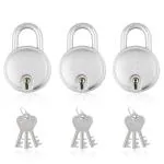 Godrej Locks Steel Round 6 Levers Padlock with 3 Keys (Set of 3)
