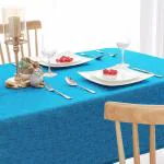 CASA-NEST Washable Jute Table Cover Pack of 1 Heat Resistant Table Cover for Kitchen Table/Dining Table Wedding Party, 54 x 90 Inches (Navy Blue)