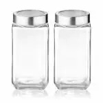 Glass jars for kitchen storage 1000ML set, Airtight, transparent (set of 2)