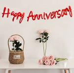 AMFIN Happy Anniversary Bunting Banner Set for Decoration / Anniversary Decorations for Home / Happy Anniversary Decoration Items - Red