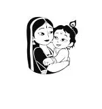 WOLPEP Multicolor Vinyl Little Krishna with Mom Wall Sticker