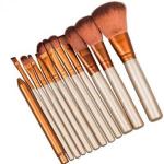 Bld Shine Makeup Brush Set with Makeup Case Holder Foundation Blending Blush Eyeliner Powder Brush Set of 12 (Pack of 12)
